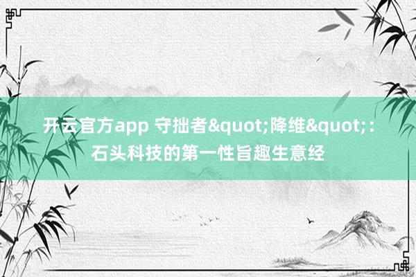 开云官方app 守拙者"降维"：石头科技的第一性旨趣生意经