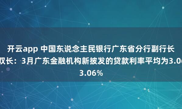 开云app 中国东说念主民银行广东省分行副行长张双长：3月广东金融机构新披发的贷款利率平均为3.06%