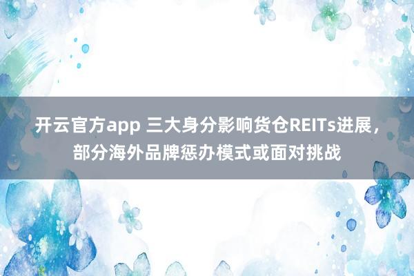 开云官方app 三大身分影响货仓REITs进展，部分海外品牌惩办模式或面对挑战