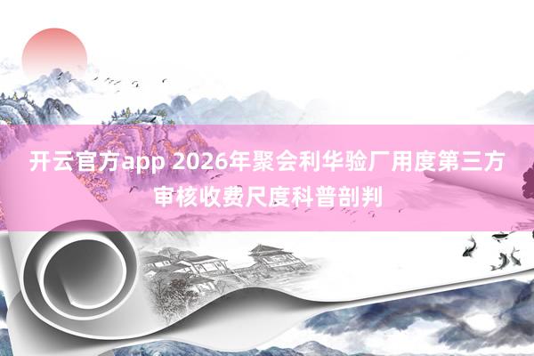 开云官方app 2026年聚会利华验厂用度第三方审核收费尺度科普剖判